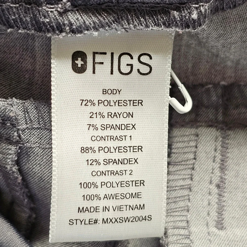 FIGS Technical Collection Mens M/S Grey Jogger Scrub Pants Medical Uniform Short